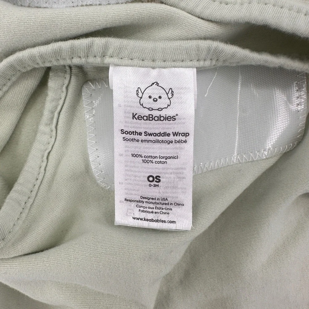 KeaBabies Soothe Swaddle Wrap Sage Green Organic Cotton 0-3M OS